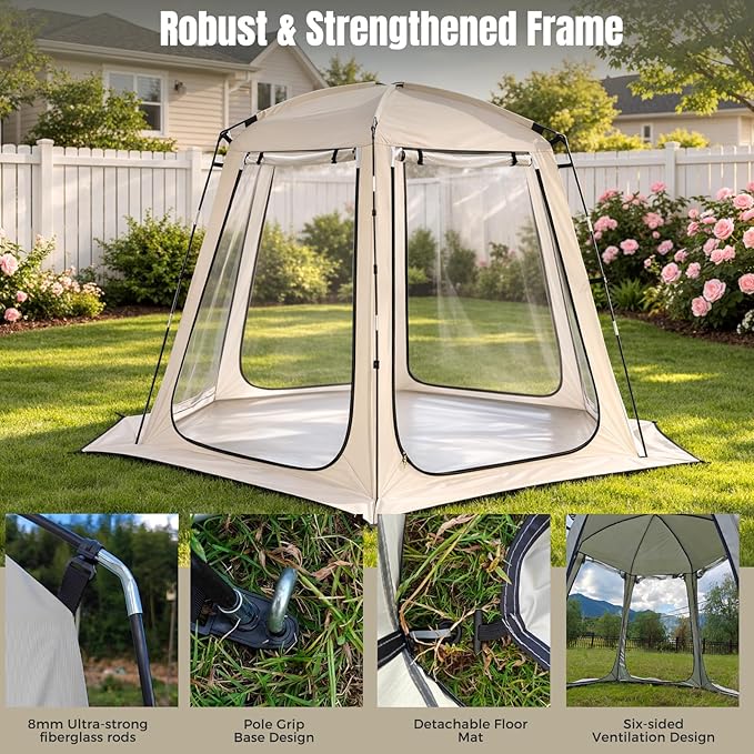 Teabelle Pop up Bubble Tent, 4-6 Person Gazebo Screen House Room, Waterproof Outdoor Tent with Floor Mat & Top Cover, Garden Dome Igloo Camping Shelter for Patio, Backyard