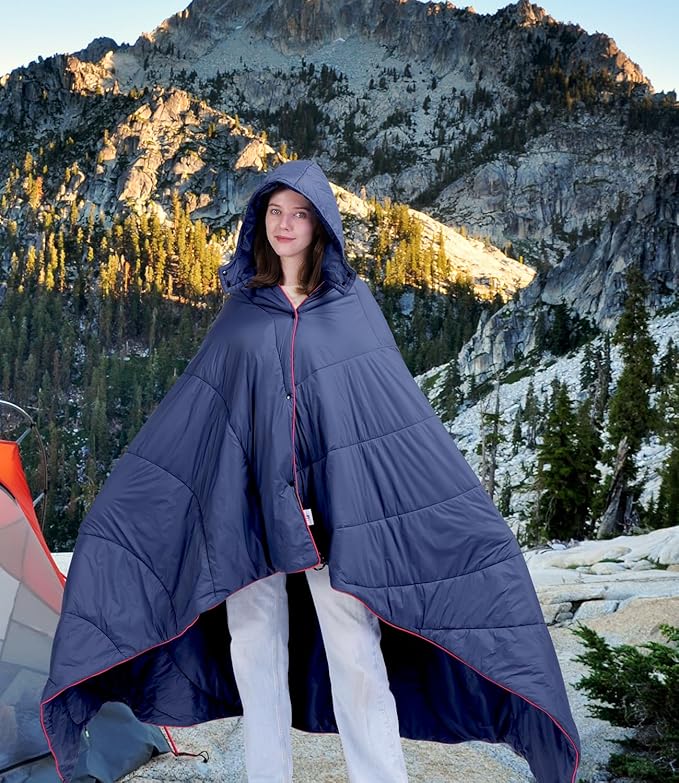 Outdoor Puffy Camping Blanket, Lightweight Down Alternative Puffy Waterproof Stadium Blanket with Portable Bag, Lightweight Camping Blanket for 2 People, Cold Weather, Sports, Travel, Car, 79*54 inch