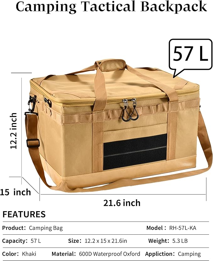 Camping Tactic Pack,57L Capacity, Travel Hiking Daypack