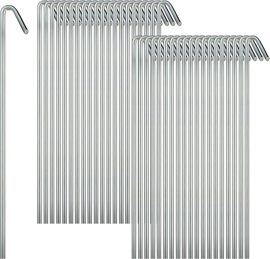40 Pack Tent Stakes for Outdoor Camping Heavy Duty Metal, Galvanized Rust-Free Yard Stakes, 40 Garden Edging Fence Hooks, Garden Stakes for Gardening & Canopies, Tent Pegs - by Ram-Pro