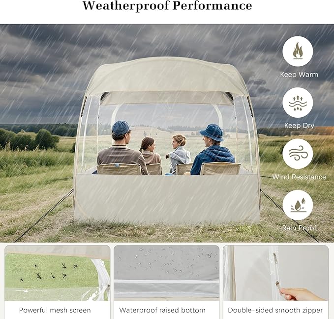 Sports Tent, Portable & Foldable Pop Up Tents Shelter with Carry Bag, Instant Weather Proof Clear View Bubble Tent for Fishing, Camping, Watching Sports Events