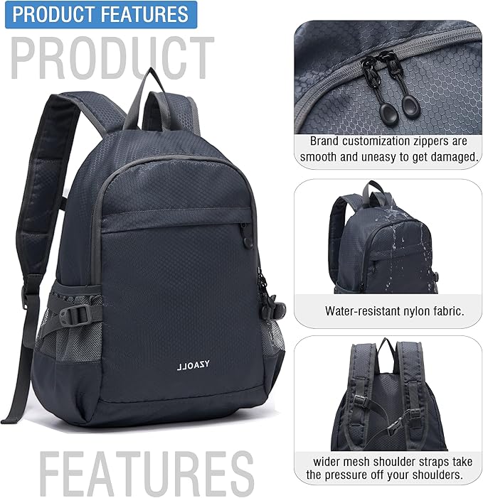 YZAOLL 20L Small Hiking Backpack Lightweight Day Packs, Packable Backpack for Women Men Travel Camping Vacation,Gray