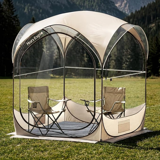 Pop Up Sports Pod Tent 5×5 FT, Clear Bubble Weather Pod Camping Tent for 2-4 Person, Instant Outdoor Shelter with Floor Mat & Cover, Portable Tent for Backyard Patio Sports Events