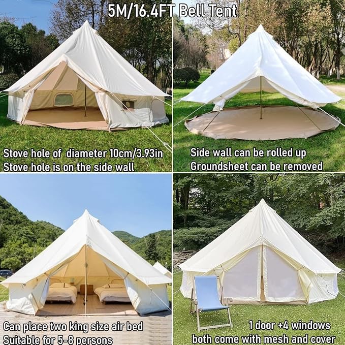 Latourreg Luxury 3M/4M/5M/6M Oxford Bell Tent with Zipped Detachable Groundsheet | Luxury, Zipped, Detachable, Groundsheet