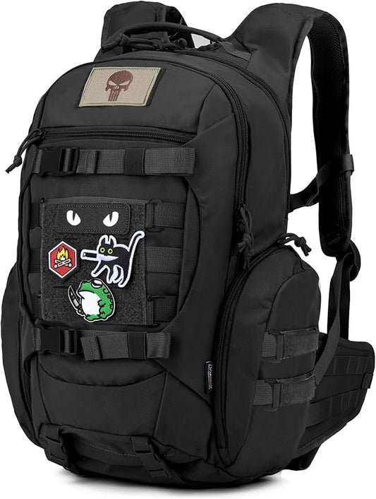 Mardingtop 28L Tactical Backpack for Men with Loop and Hook Patch, Molle EDC Motorcycle Backpacking Backpack for Hiking,Camping