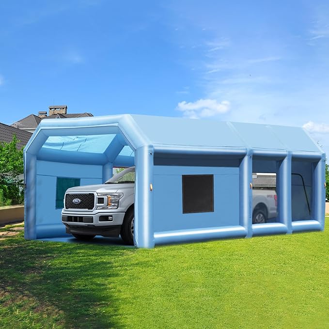 VEVOR Inflatable Paint Booth, Portable Car Paint Booth for Large Truck, 29.5 x 15.7 x 11.8 ft, with 950W+750W Powerful Blowers and Air Filter System, Van, Machinery