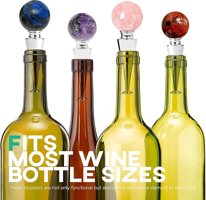 Homestia Wine Stopper, Wine Bottle Stopper Wine Saver with Silicone Reusable Wine Corks, Leak Proof Keep Fresh, Perfect for Wedding Parties and Gifts (Blue, Gemstone)