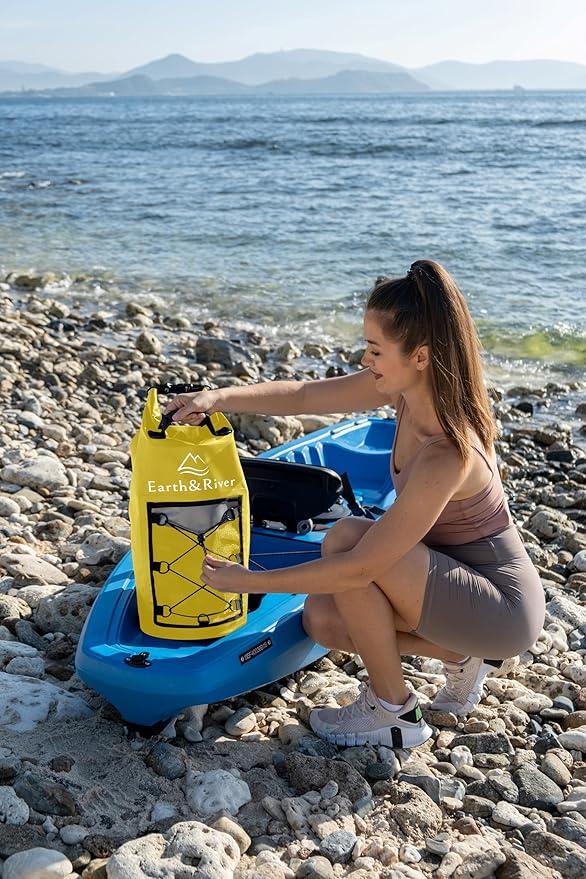 EARTH&RIVER Premium Dry Bag Backpack, Extra Thick, Protection for All Water Activities & Camping, Floating Lightweight Dry Bag with Inside Pocket Storage & IPX8 Waterproof Phone Case (yellow, 20L)