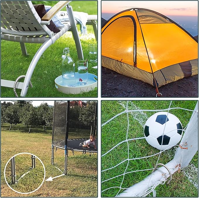 Eurmax USA Strong Trampoline Anchor Stake High Wind, Ground Anchors Heavy Duty, Tent Stakes,Trampoline Accessories, Swing Set Anchors, Ground Stakes, Pack of 8(Silver)