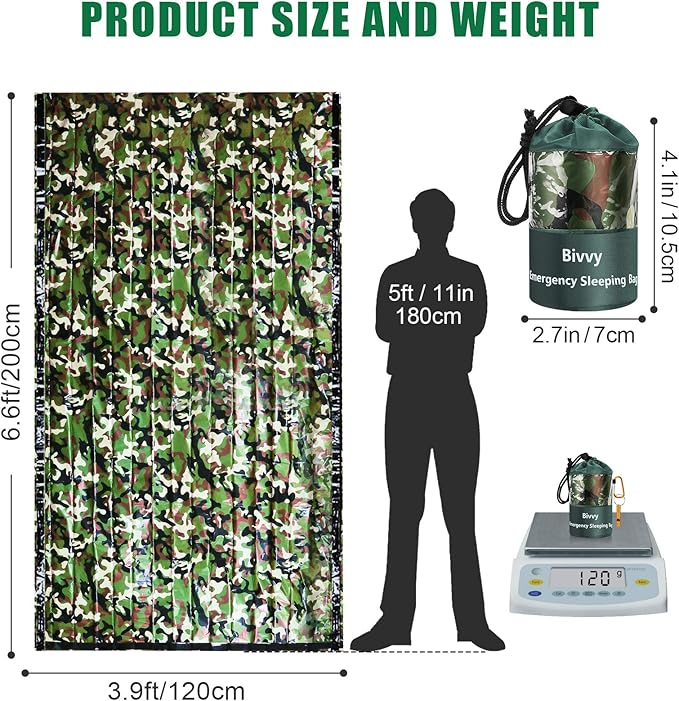 Timok Emergency Sleeping Bags Thermal-Emergency-Blankets Ultralight Space Blankets Survival Waterproof Bivy Sack Multi-Purpose Survival Gear for Hiking, Camping, First Aid Kits, Outdoor Survival Gear