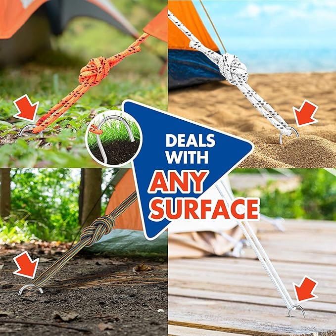 12 inch Heavy Duty Tent Pegs Metal Tent Stakes Canopy Stakes for Camping Landscaping Plant Support High Strength Camping Stakes Pack of 3