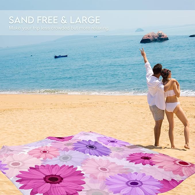 BYDOLL Beach Blanket Waterproof Sandproof Large 78''×81''/10'×9' Sand Free Oversized Sandless Picnic Mat Water Proof Packable Lightweight Blanket for Beach Camping Hiking Travel