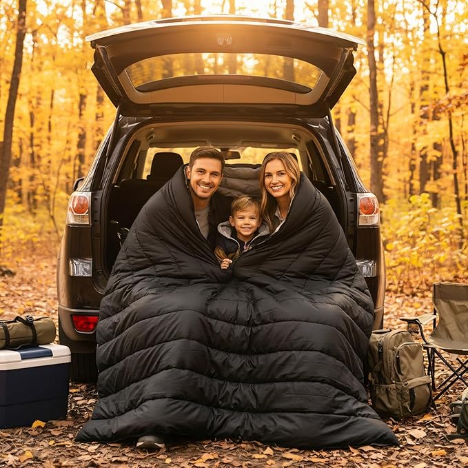 Double Sleeping Bag for Adults, XL Queen Size 2 Person Waterproof Sleeping Bag for Cold Weather & Warm, Perfect for Couples Family RV Travel and Tent Camp