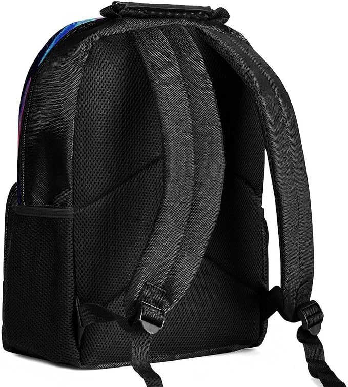 Men Women Polyester Underwater Neon Jellyfish Astronauts Mushroom Art Daypack Backpack Large Capacity Carry On Bag With Smooth Zippers for Hiking Picnic Walking Cycling
