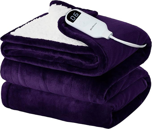 Bedsure Electric Blanket Twin - Soft Flannel Heated Blanket Twin Size, GentleSoft Fast Heating with 10 Time Settings & 6 Heat Settings, Warm Gift for Grandma (62x84 inches, Purple)