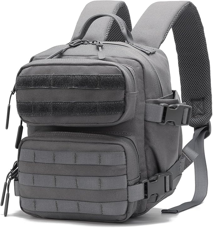 9L Mini Tactical Backpack Small Gym Bag Fitness Portable Backpack With Molle System For Hiking, Camping, Traveling, Daily Use (Gray)
