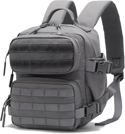 9L Mini Tactical Backpack Small Gym Bag Fitness Portable Backpack With Molle System For Hiking, Camping, Traveling, Daily Use (Gray)