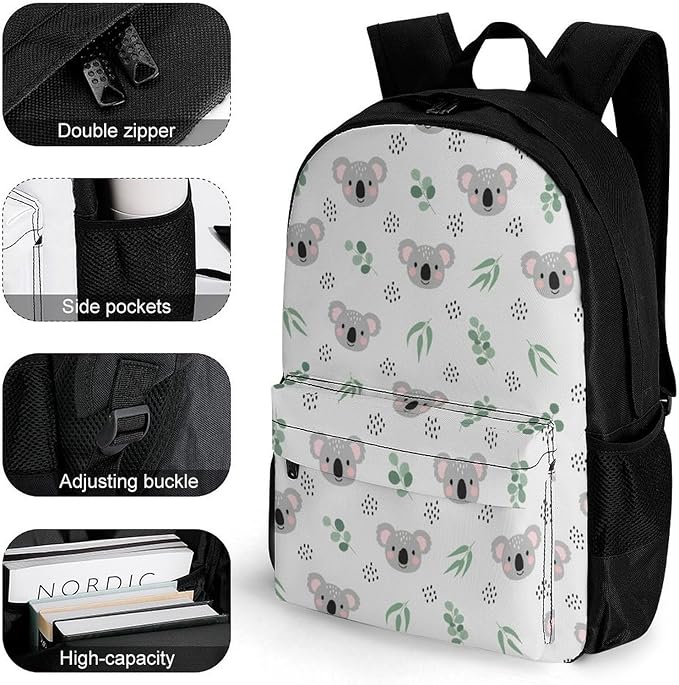 Sturdy Multipurpose Dual Shoulder Bag for Gym and Outdoor Activities, Koala Grey, Travel Hiking Daypack