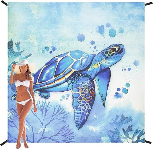 Beach Blanket, Sandproof Beach Mat, Waterproof Quick Drying Lightweight Outdoor Aztec Picnic Mat 79" X 83"/120"x108" for 2-8 Adults for Travel, Camping, Hiking