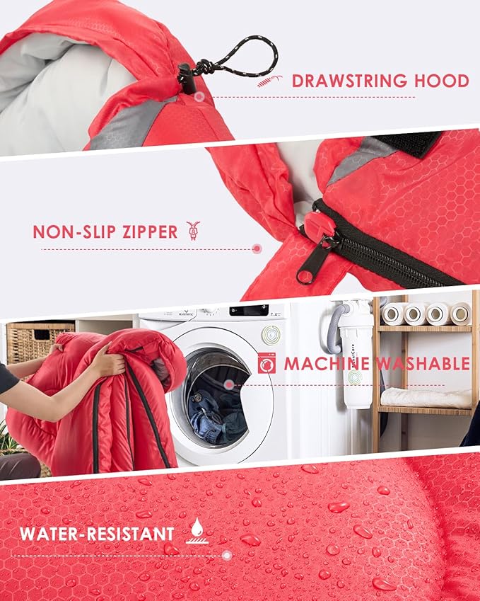 Sleeping Bags for Adults Cold Weather - 20 Degree Big&Tall Size Backpacking Lightweight Waterproof for Girls Boys Mens Teen Women for Camping Hiking Outdoor Travel Hunting with Compression Bags