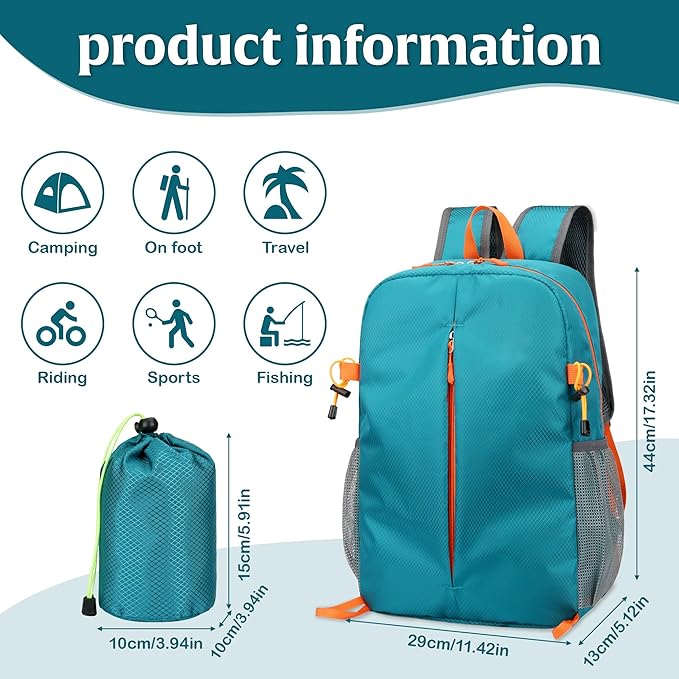 5 PCS Lightweight Packable Backpack 16L for Travel Camping Hiking BackPack Waterproof Foldable Daypack for Men Women Running, Cycling, Trekking (5 Corlor)