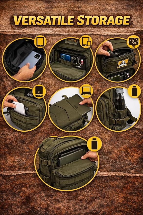 Tactical Backpack 25L Military MOLLE Assault Pack – Waterproof EDC Backpack for Hiking, Camping, Travel & Survival Gear, Bug Out Bag (Army Green/Olive Drab)