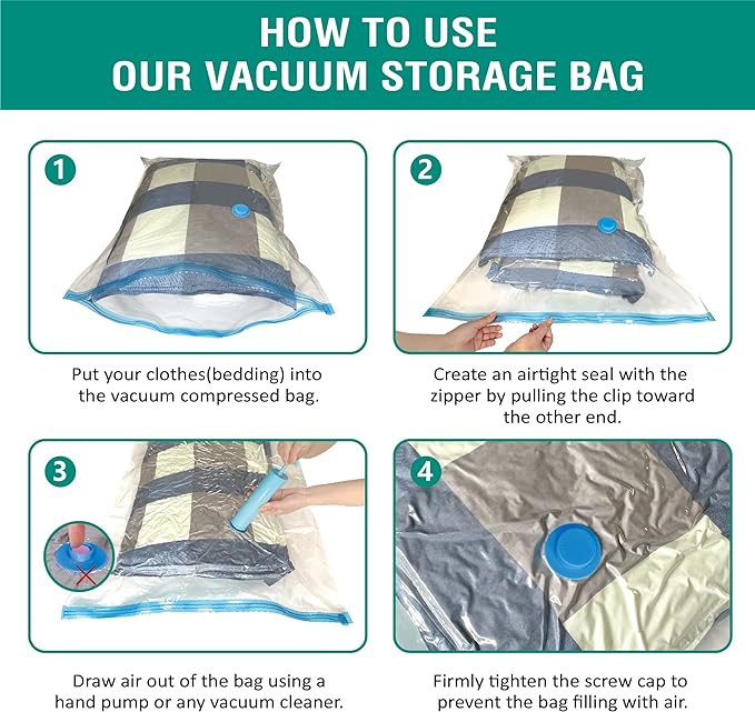 Cozy Essential Vacuum Storage Bags, Compression Space Saver Bags for Clothes, Comforters, Blankets, Pillow, Bedding, Sealer Clothing Storage,6 Jumbo