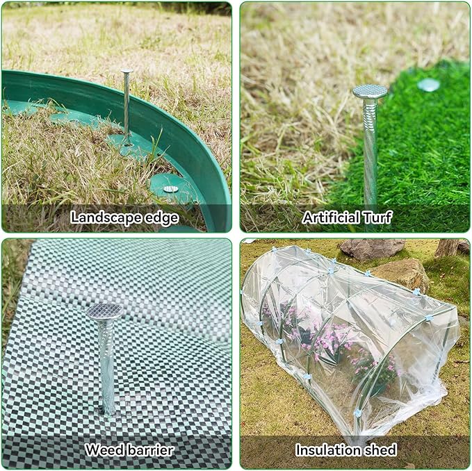 8" Heavy Duty Spiral Landscape Spikes - Solid Galvanized Metal Garden Stakes for Fixing Paver Edging, Weed Barriers, Artificial Turf, Tent and More (50)