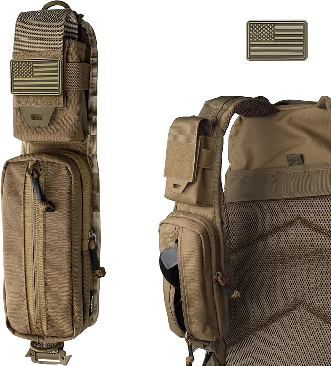 WYNEX Molle Accessories Pouch of Double Zipper Pocket Version, Backpack Strap Pouch Shoulder Strap Molle Attachment Tactical Accessories Bag Shoulder Starps Zipper Pocket Additional Phone Holder