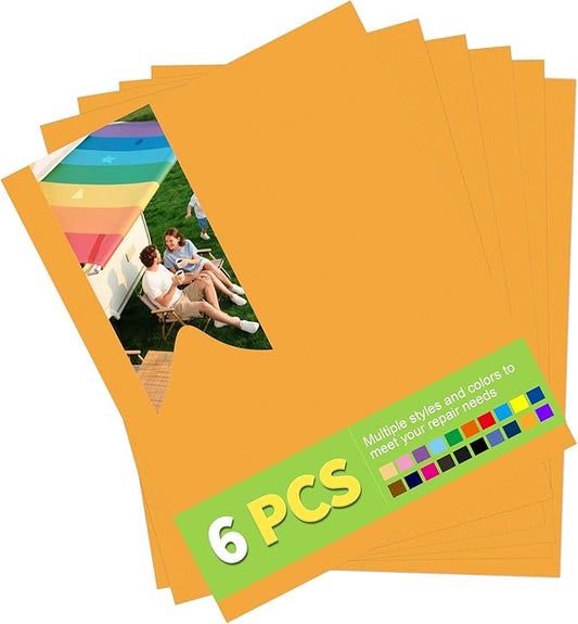 7x9in Nylon Repair Patch，Tent Repair Kit，Self Adhesive Waterproof Fabric Repair Tape for Tent, Umbrella, Sleeping Bag, Down Jackets,Knapsack. （Tangerine Yellow,6ps）