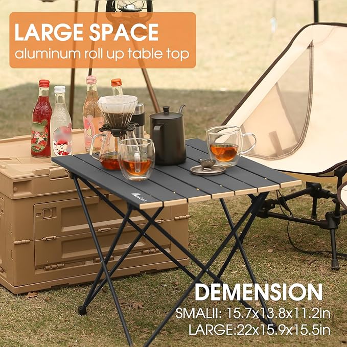 MOON LENCE Folding Beach Table, Small Folding Table, Outdoor Ultralight Aluminum Camping Table, Portable Compact Backpacking, Travel Table for Beach, Picnics, Cooking, Hiking