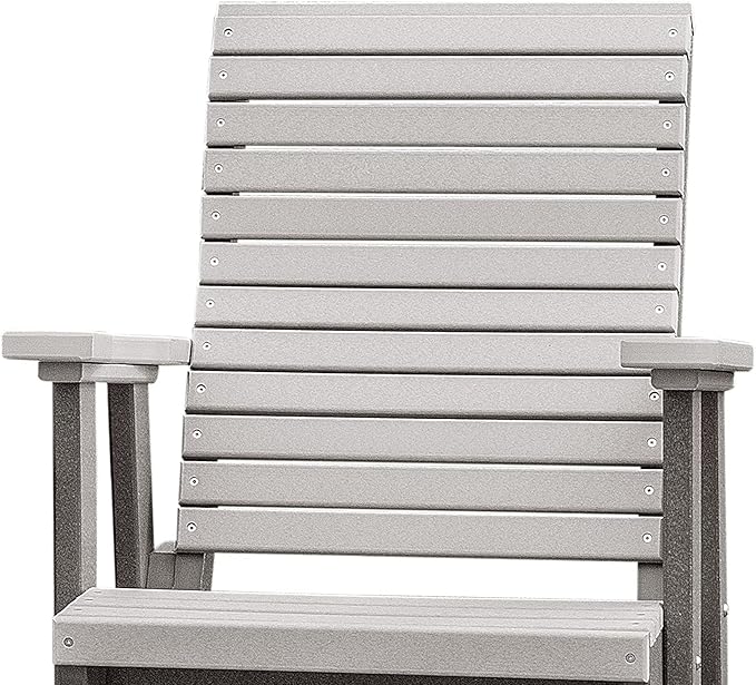 DutchCrafters Modern Horizontal Slat High Back Poly Glider Outdoor Patio Chair (Gray & Light Gray)