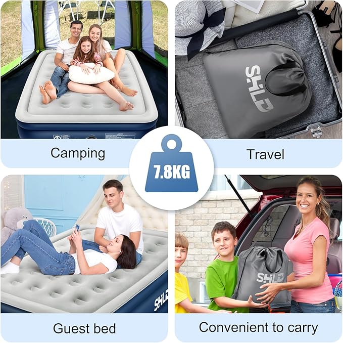 Queen Air Mattress with Built-in Pump,18''Raised Blow Up Mattress 2Mins Self inflation,48Hr Leak-Proof Test,Upgraded Thicker Inflatable Mattress Air Bed with storage Bag for Guests,Camping,660 lbs Max