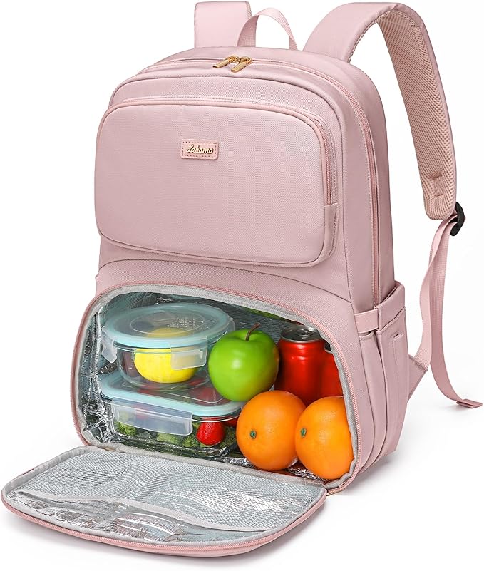 Lunch Backpack for Women Men, 16 Inch Laptop Backpack with Lunch Compartment, Water Resistant Lunchbox Back Pack Meal Prep Cooler Bags Insulated for Nurse Work Teacher Travel