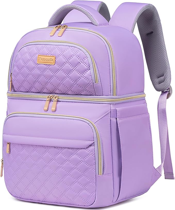 Lunch Backpack Insulated Coolers Backpacks - Lunch Bag for Women Double Decker Lunch Box, Leakproof Lunchbag Large Lunchbox Back Pack Lunch Cooler Bag for Picnic Beach Camping Work