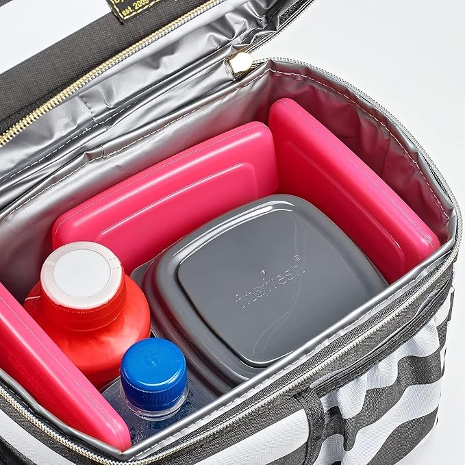 Cool Coolers by Fit & Fresh 4 Pack Slim Ice Packs, Quick Freeze Space Saving Reusable Ice Packs for Lunch Boxes or Coolers, Pink