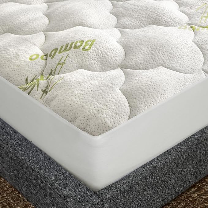 California King Air Mattress Pad, Thick Quilted Mattress Topper Cal King, Soft Breathable and Noiseless Down Alternative Fiber Pillow Top Mattress Cover with Deep Pocket Fits Up to 23 Inch Mattress