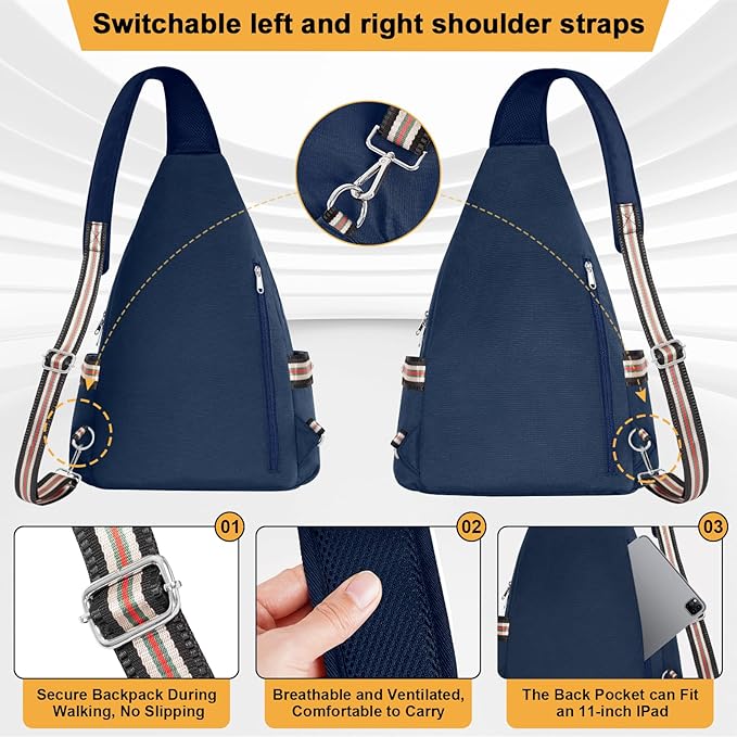 Crossbody Lunch Backpack, Double Deck Insulated Lunch Box for Men Women Adult, Leakproof Lunchbox with Side Pokets for iPad, Large Cooler Bag for Work Office Hiking Beach Picnic, Blue-pro