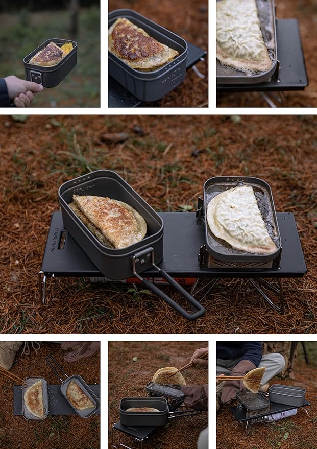 CAMPINGMOON Mess Tin 0.65L Aluminium Camping Cookware Extreme Thick Gray H-1609