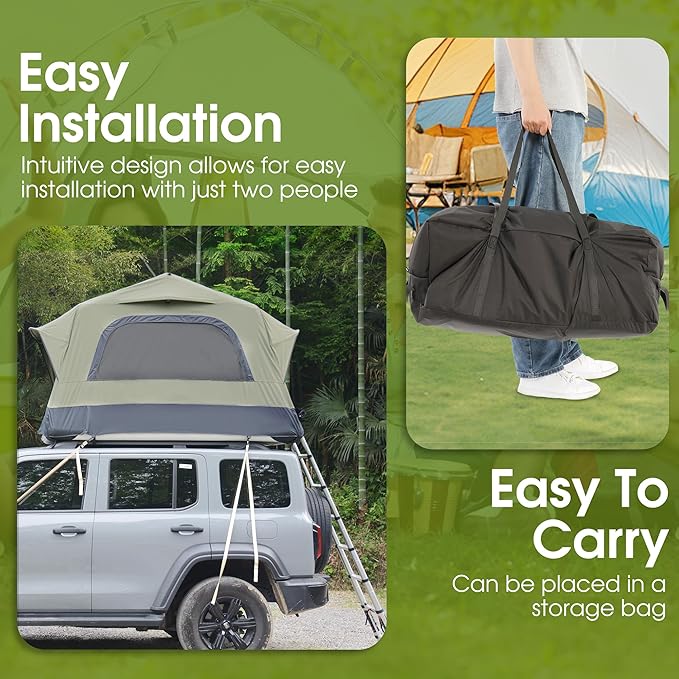 HOMEFUN Inflatable Rooftop Tent for Car Truck, 2 Person Roof Tent with Waterproof 300D Fabric, Windproof Design for Overlanding and Outdoor Adventure,Easy to Set Up