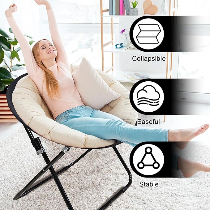 Bungee Chair Portable Foldable, Dish Chair Bunjo Game Chair for Outdoor and Indoor and Camping and BBQ (Black)