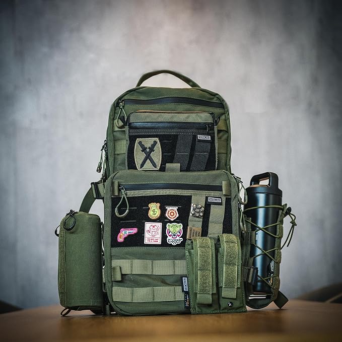 TACTICAL_GEEK ModCase B2 Ultimate EDC Tactical Backpack,14L High-Capacity, Anti-Shock Laptop Compartment, Waterproof, Molle System, for Hiking, Camping, Commuting, Backpacking Daypack Rucksack, Green