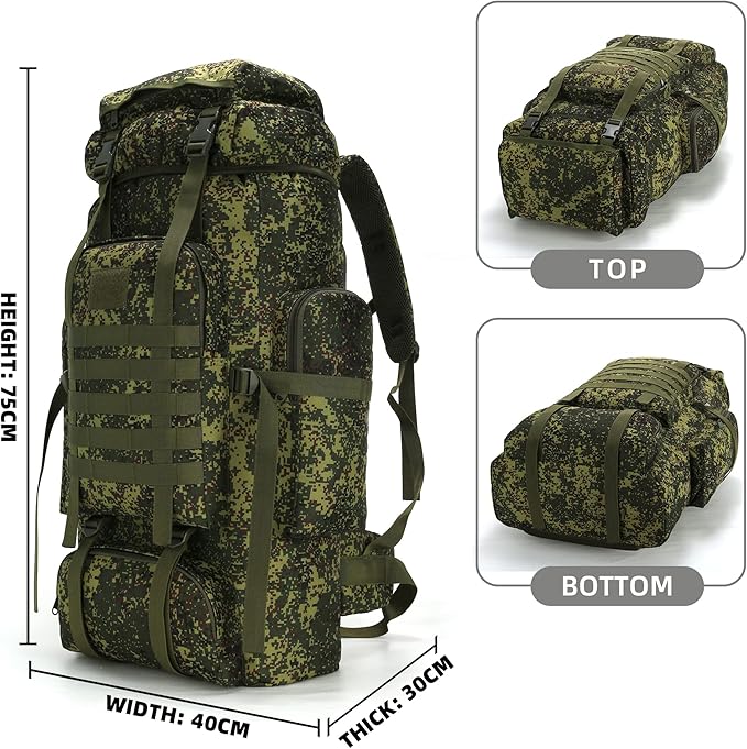 King'sGuard 70L Camping Hiking Backpack for Men Women Large Military Tactical Backpack Molle Rucksack Backpack for Outdoor