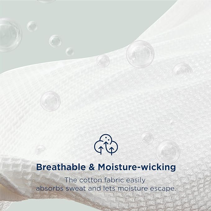 Bedsure Gentlesoft 100% Cotton Blanket King Size for Bed - Breathable and Soft, Waffle Weave Blanket for Summer, Thick Cozy Fall Blankets for Women Gift, White, 104x90 inches