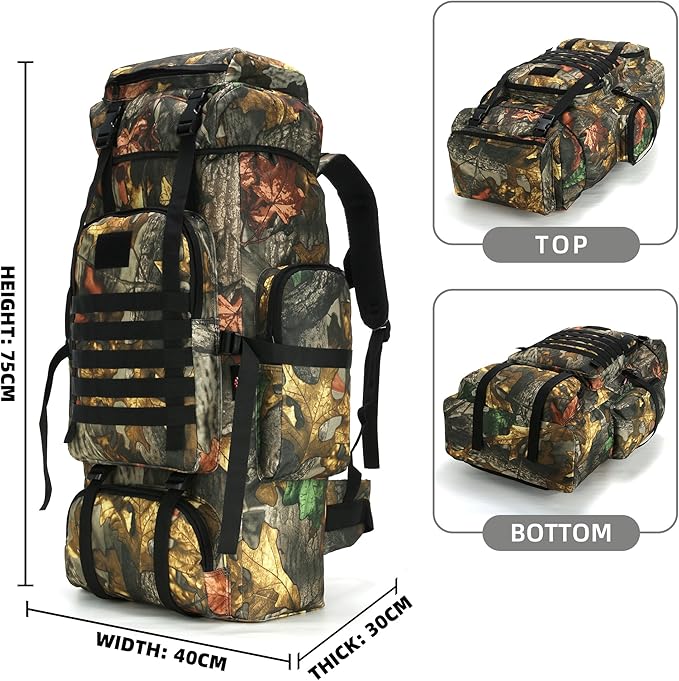 King'sGuard 70L Camping Hiking Backpack for Men Women Large Military Tactical Backpack Molle Rucksack Backpack for Outdoor