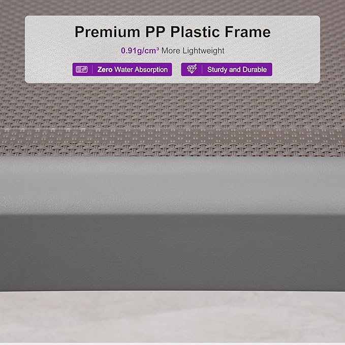 PURPLE LEAF Patio Chaise Lounge Chair with Armrests Outside Aluminum Plastic Stackable Tanning Chairs for Pool Sunbathing Beach Deck Outdoor Lounger, Taupe