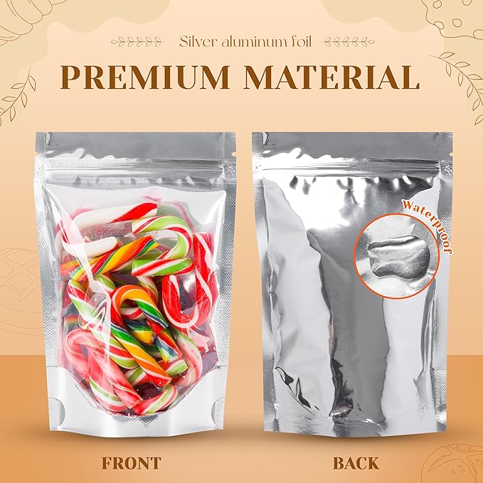 100 PACK 4x6 Mylar Bags for Food Storage Resealable Stand Up Bags for Small Business Packaging Supplies Clear Foil Food Storage Packaging Bag