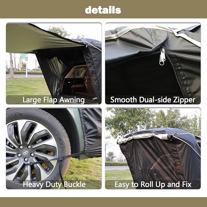 SUV Tent Car Awning, UPF 50++ with Portable Waterproof Storage Bag, Tear-Resistant, Large Space, Good Vision, Smooth Ventilation, Suitable for Outdoor Beach Camping Auto Canopy Shade…