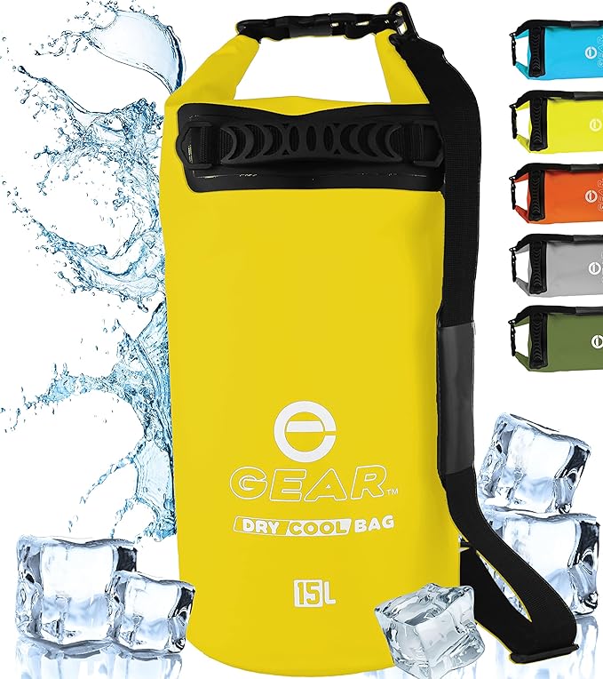 Enthusiast Gear Insulated Dry Bag Floating Cooler – 10L / 15L / 25L Roll Top, Leak Proof, Waterproof, Collapsible, with Padded Shoulder Strap - Perfect for Kayaking Fishing Beach