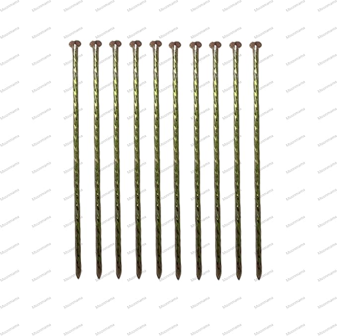 12" Metal Nails, (30 cm) Threaded Galvanized Long Pegs for Paving, Weeds, Lawn, Camping, Building, Carpenter Pegs, Tents, Anchor Pegs, Garden, Clips, 20pcs